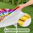 thumbnail image 5 of Colorful Rainbow Tie Dye Spiral Pattern Round Fitted Tablecloth with Elastic Edge,Dining Table Cover Waterproof,Outdoor Round Tablecloth for Camping,Dining,Indoor and Outdoor, 5 of 7