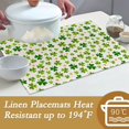 thumbnail image 3 of Shamrock Placemats,Green Clover Table Mats Set of 6,12x18 Inch,Waterproof Oil-Proof Washable and reusable Linen placemats Holiday Party Kitchen Table Decorations, 3 of 6