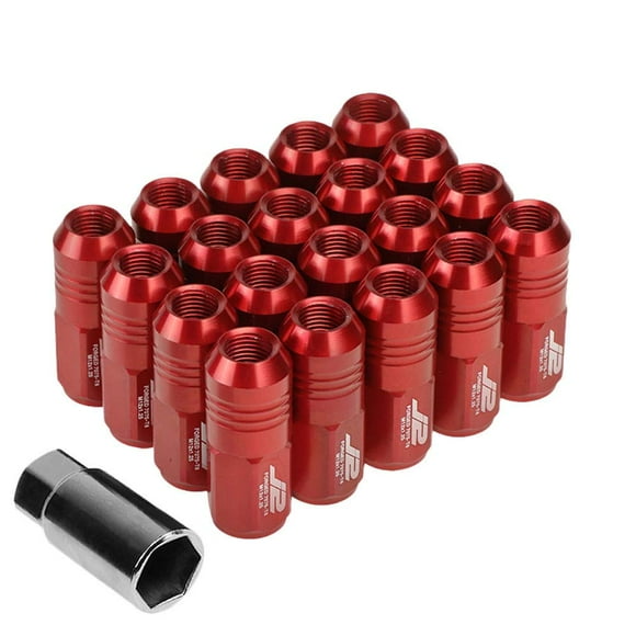 UrMarketOutlet J2 Engineering T7-007 Close End Acorn Tuner Lug Nuts 20PC Set M12 x 1.25 Conical Seat (Red Anodized 7075 Forged Aluminum)