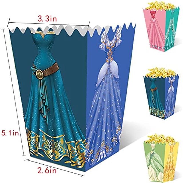 24 Pzas Princess Party cajas para palomitas de maíz para Princess Party Supplies, Princess Baosu Baosu