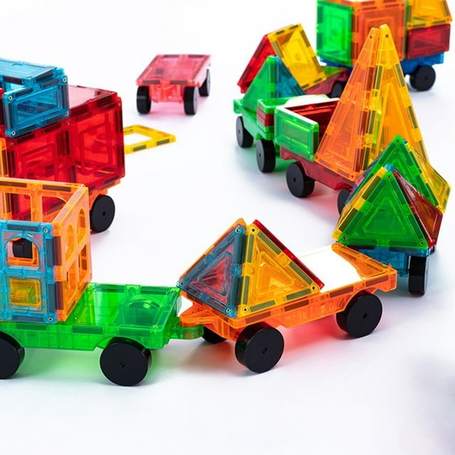 Juego de ruedas de camión y coche magnéticos, bloques magnéticos, baldosas magnéticas, bloques de construcción, juguetes para niños y niñas