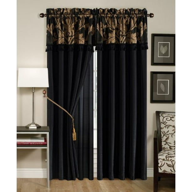 Chezmoi Collection Royale 4Piece Jacquard Floral Window Curtain/Drape