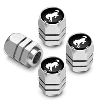 iPick Image for Ford New Bronco in Black on Silver Chrome Hexagon Shape Aluminum Tire Valve Stem Caps, Official Licensed