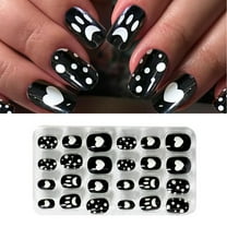 Nails Design Long Shiny Acrylic Full Coverage Flower Nails for Women and Girls - 24 Elegant Sets
