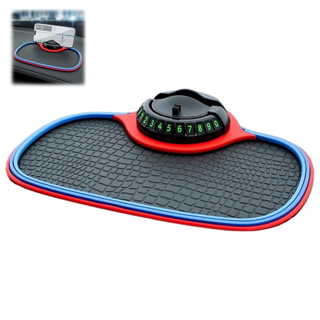 Multifunction Car Dashboard Organizer Pad, 360 Rotating Phone Mount, Anti-Slip Silicone Mat for Keys, Sunglasses, Coins, & GPS Navigation
