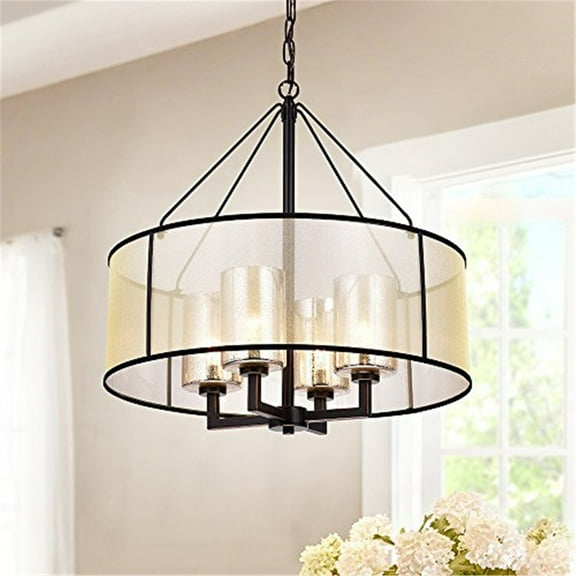 Warehouse of Tiffany RL8198H-ORB Sarina 25 in. 4-Light Indoor Coffee Bean Finish Chandelier with Light Kit