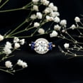 thumbnail image 4 of Rosec Jewels Statement Moissanite Halo Engagement Ring with Lab Blue Sapphire - Circle Ring for Women with Jewelry Box, 14K Yellow Gold, US 10.00, 4 of 9