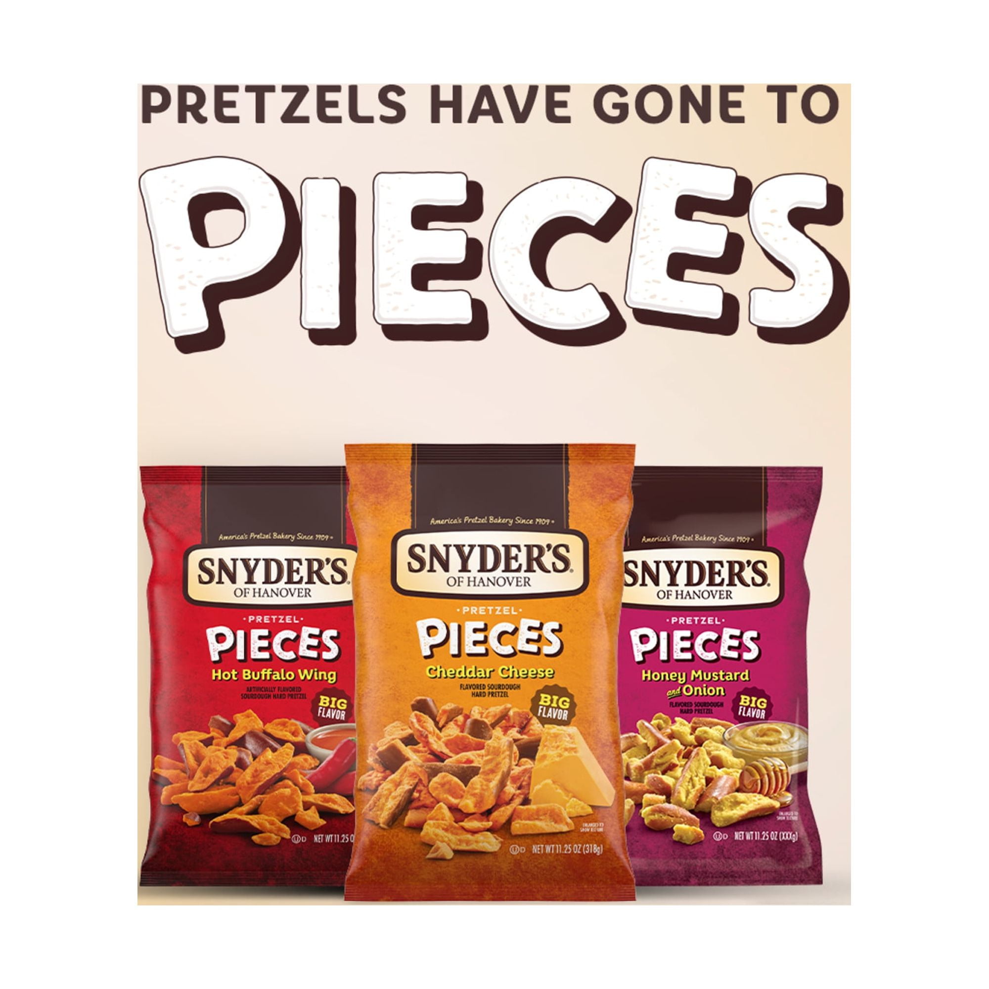 Snyder's of Hanover Pretzel Pieces, Variety Pack of Pretzels Individual Packs, 2.25 oz, 18 Ct