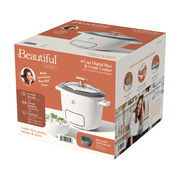 Beautiful 6-Cup Cooked, 3-Cup Uncooked Digital Electric Rice and Grain Cooker with Glass Lid and EverGood Ceramic Nonstick Coating, White Icing by Drew Barrymore