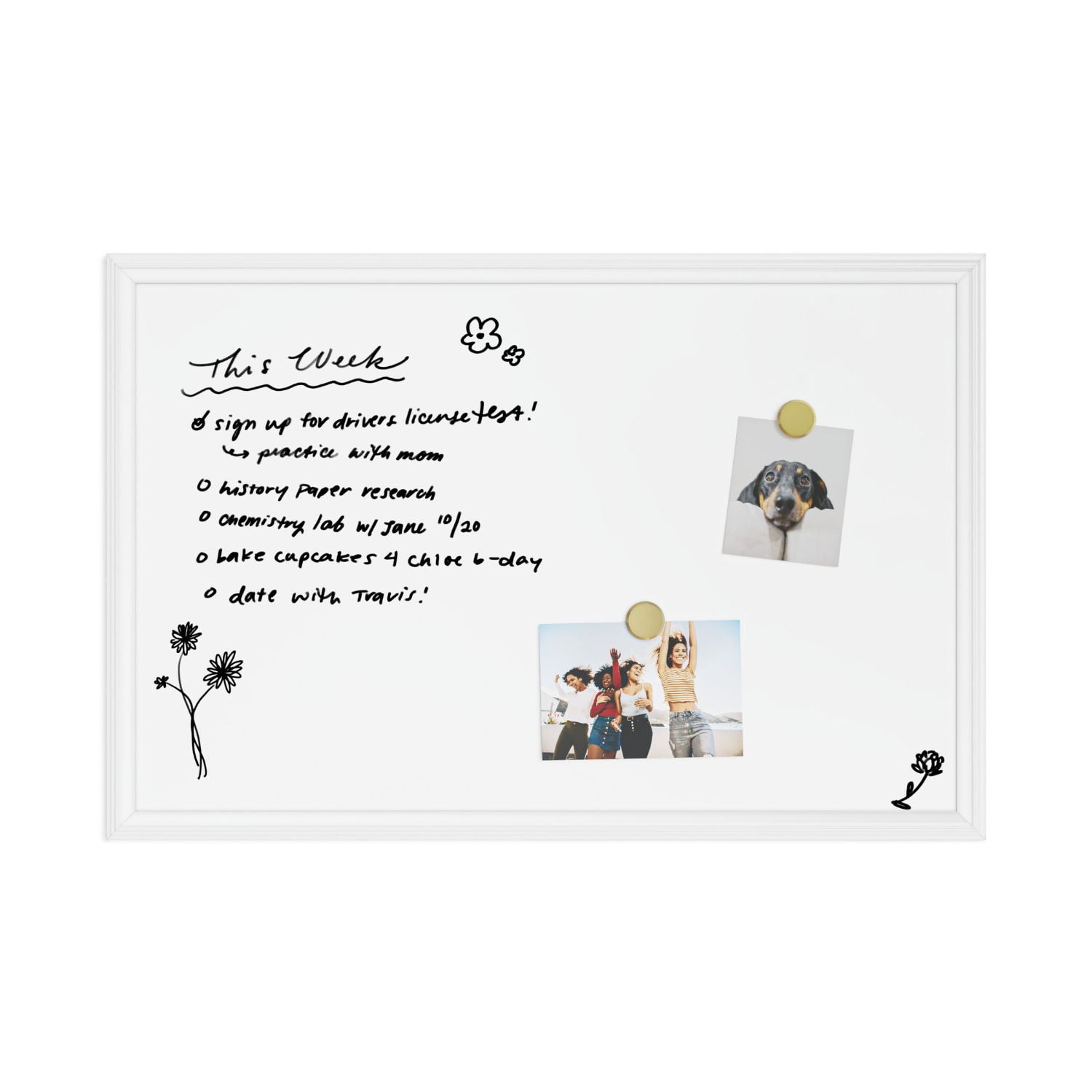 U Brands 20 x 30 in., Magnetic Dry Erase Board, White Décor Frame