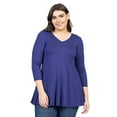 thumbnail image 5 of Plus Size Three Quarter Sleeve V Neck Tunic Top, 5 of 10