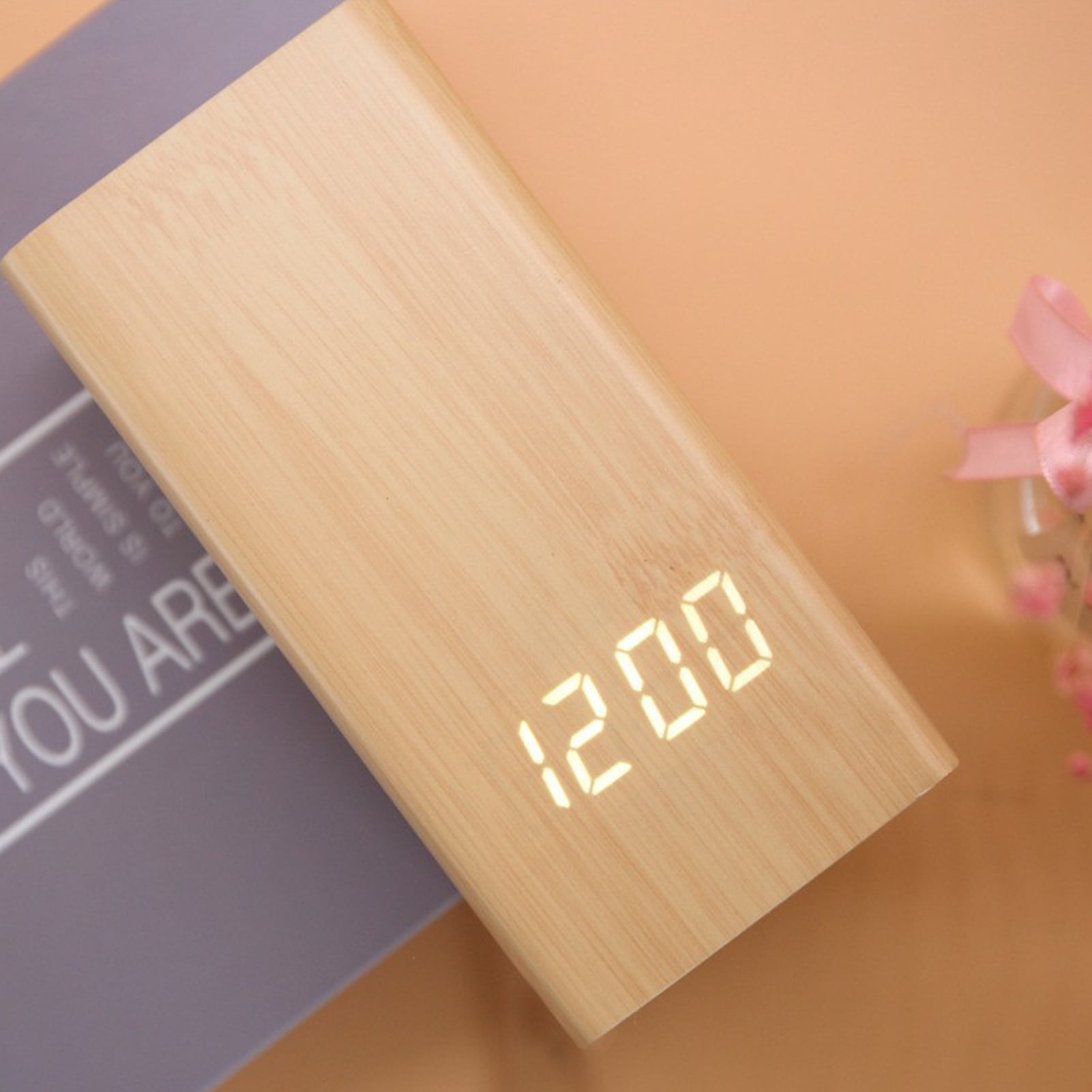 Happy date Pen Holder Wooden, with a Digital Clock and alarm, and a Wonderful LED Screen,Distinctive and Quiet Shape, Suitable and Nice