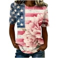 thumbnail image 5 of asdoklhq Fourth Of July Shirts for Women Oversized Tshirts Women's Casual and Fashionable Printed T-shirt with Round Neck and Short Sleeved Pink S, 5 of 6
