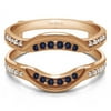 Diamonds (G,I2) and Sapphire Mounted in Sterling Silver Contoured Bridal Wedding Ring Guard (0.22ctw)