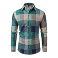 thumbnail image 2 of Mens Shirts Plaid Checkered Digital Print Button Long Sleeve Lapel Tops Casual Comfortable Shirt for Men Green XXXL, 2 of 2