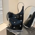 thumbnail image 4 of Diconna Women Shoulder Bag, Large Capacity Riveted Handbag Underarm Bag Lightweight Bucket Bag, 4 of 6