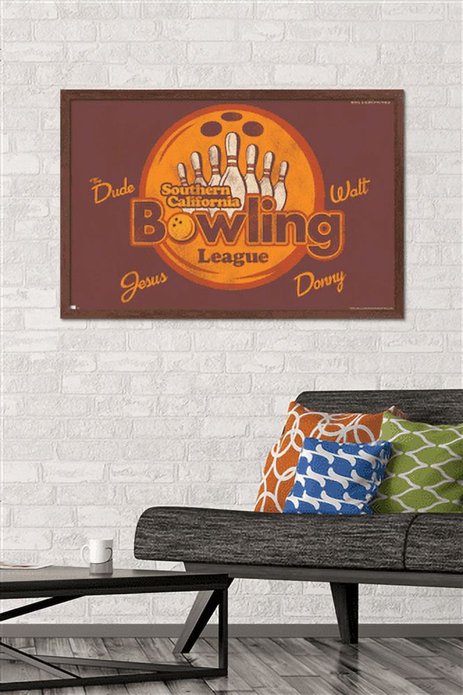 The Big Lebowski - Bowling League Wall Poster, 22.375" x 34", Framed