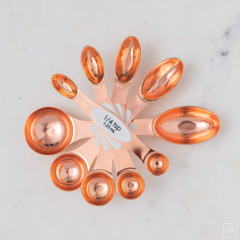 Copper and White Magnetic Measuring Spoons Set