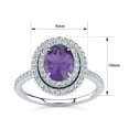 thumbnail image 4 of SuperJeweler 1 1/2 Carat Oval Shape Amethyst and Double Halo Diamond Ring In Sterling Silver For Women, 4 of 5