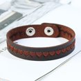 thumbnail image 5 of SmartBy Embroidery Heart Faux Leather Snap Button Unisex Couple Bracelet Bangle Jewelry, 5 of 7