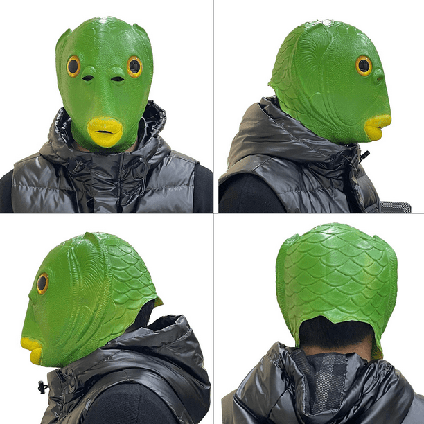 Lucoss Green Fish Mask Animal, Fish Head Masks For Adults, Fish Head Costume Adult, Funny Halloween Costumes For Men, Adults