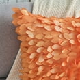 thumbnail image 4 of Funda de cojín de color sólido REGALWOVEN, paquete de 2, con diseño de hojas de lentejuelas 3D para interiores y exteriores, naranja 18" x 18", 4 of 7