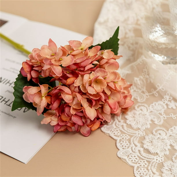 Ramo de Hortensias Artificiales de Seda Sintética | Decoración Portátil Duradera para Bodas Al Aire Libre | Flores Artificiales Flexibles para Centros de Mesa de Fiestas En El Jardín.