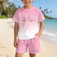 thumbnail image 4 of Tiijoy Summer Outfits for Girls Gradient Letter Short Sleeve Tshirt Shorts Set, Sizes 2-14, 4 of 4