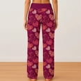 thumbnail image 4 of Womens Valentines Day Pajama Pants Heart Print Soft Lounge Pants Drawstring Jogger Wide Leg Athletic Pants, 4 of 6
