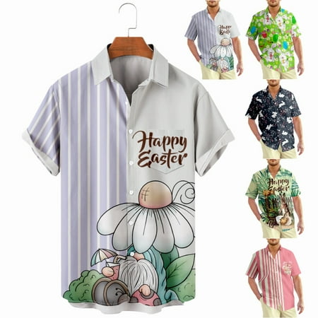 

Easter Men Dad Short Sleeve Polo Shirts with Breast Pocket Slim-Fit Costume For Men