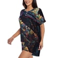 thumbnail image 2 of Uemuo Colorful Patterned Snake Pattern Women's Short-Sleeved Pajama, Button-Front Loungewear, 2-Piece Summer Sleepwear, Elastic Drawstring Shorts-4X-Large, 2 of 7