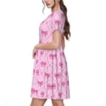 thumbnail image 2 of Fotbe Pink bows Vestido Largo de Moda para Mujer, Vestido Tipo Camiseta con Manga Corta y Estilo Casual a Rayas y Bloques de Color, 2 of 6