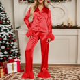 thumbnail image 2 of XIAONU Women Sleepwear Set Satin Button Down Pajama Top and Pants Wear Comfort Leisure Daily Homewear Set, 2 of 5