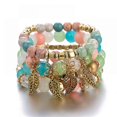 thumbnail image 1 of juegos de pulseras multicapa de cuentas bohemias: pulseras apilables con cuentas y colgante de hoja, joyería para mujer., 1 of 4