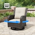 thumbnail image 5 of MeetLeisure 2 PCS Swivel Patio Chairs Set, Wicker Furniture with High Back, Deep Seating, Wide Armrest, Thick Cushions for Deck Porch, Beige, 5 of 11