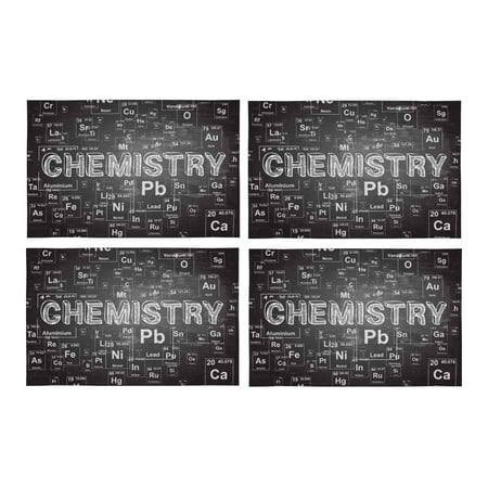 

MKHERT Funny Chemistry On Periodic Table of Chemical Elements Placemats Table Mats for Dining Room Kitchen Table Decoration 12x18 inch Set of 4