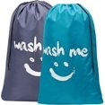 thumbnail image 1 of 2 pack Xl Wash Me bolsa de lavandería de viaje, organizador de ropa sucia lavable a máquina, lo suficientemente grande como para guardar 4 cargas de lavandería, fácil de colocar una cesta de lavanderí Feliz Sencillez, 1 of 5