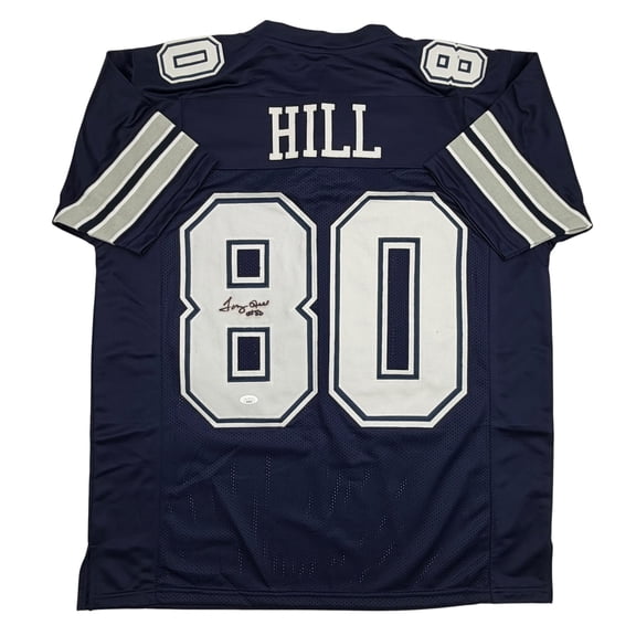 Autographed/Signed Tony Hill Dallas Blue Football Jersey JSA COA