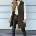 thumbnail image 6 of TKLPEHG Long Puffer Waistcoat Women Sleeveless Quilted Hooded Puffer Jacket Zip Up Puffy Winter Warm Vests Coat Outerwear With Pockets (Coffee,XL), 6 of 9