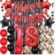 thumbnail image 1 of 18th birthday decoration, red and black sweet 18th birthday decoration Happy party balloon decoration set, 1 of 3