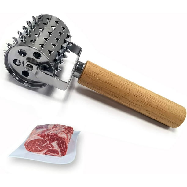 Ablandador de carne de acero inoxidable, ablandador de carne con condimento rodante, bistec ablandador de escalope, ablandador de cocina, para bistec, pollo, pescado, cerdo Adepaton MZQ-0461