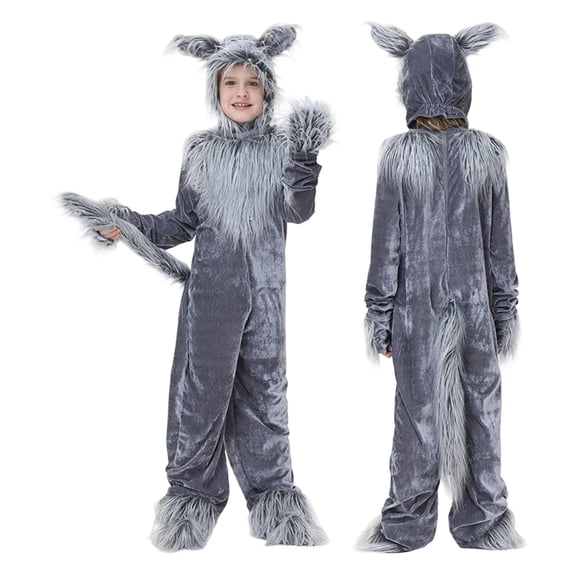 OJSFQUFP Boy Halloween Cartoon Cosplay Jumpsuit Big Grey Stage Performance Costume Jumpsuit