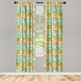 thumbnail image 3 of Ambesonne Floral Window Curtains, Abstract Carnations Art, Each 28" W x 63" L, Tan Turquoise Marigold, 3 of 3