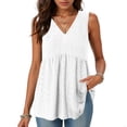 thumbnail image 2 of vigerkar Womens Tank Tops Peplum Tops for Women Dressy Sleeveless V Neck Babydoll Tank Tops (White, L), 2 of 9