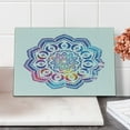thumbnail image 2 of Chakra Cutting Board, Oriental Mandala Design Double Exposure Effect of Soft Colors Colorful Oriental, Decorative Tempered Glass Cutting and Serving Board, in 3 Sizes, by Ambesonne, 2 of 5