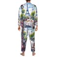 thumbnail image 7 of Salouo Parisian Cafe With Eiffel Print Button-Front Long Sleeve Pajama Set for Men, Soft 2Pjs Men's Long Sleeve Sleepwear -Medium, 7 of 7