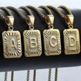 thumbnail image 4 of Collar con colgante de letra inicial AZ de acero inoxidable chapado en oro amarillo y cadena tipo caja, 4 of 5