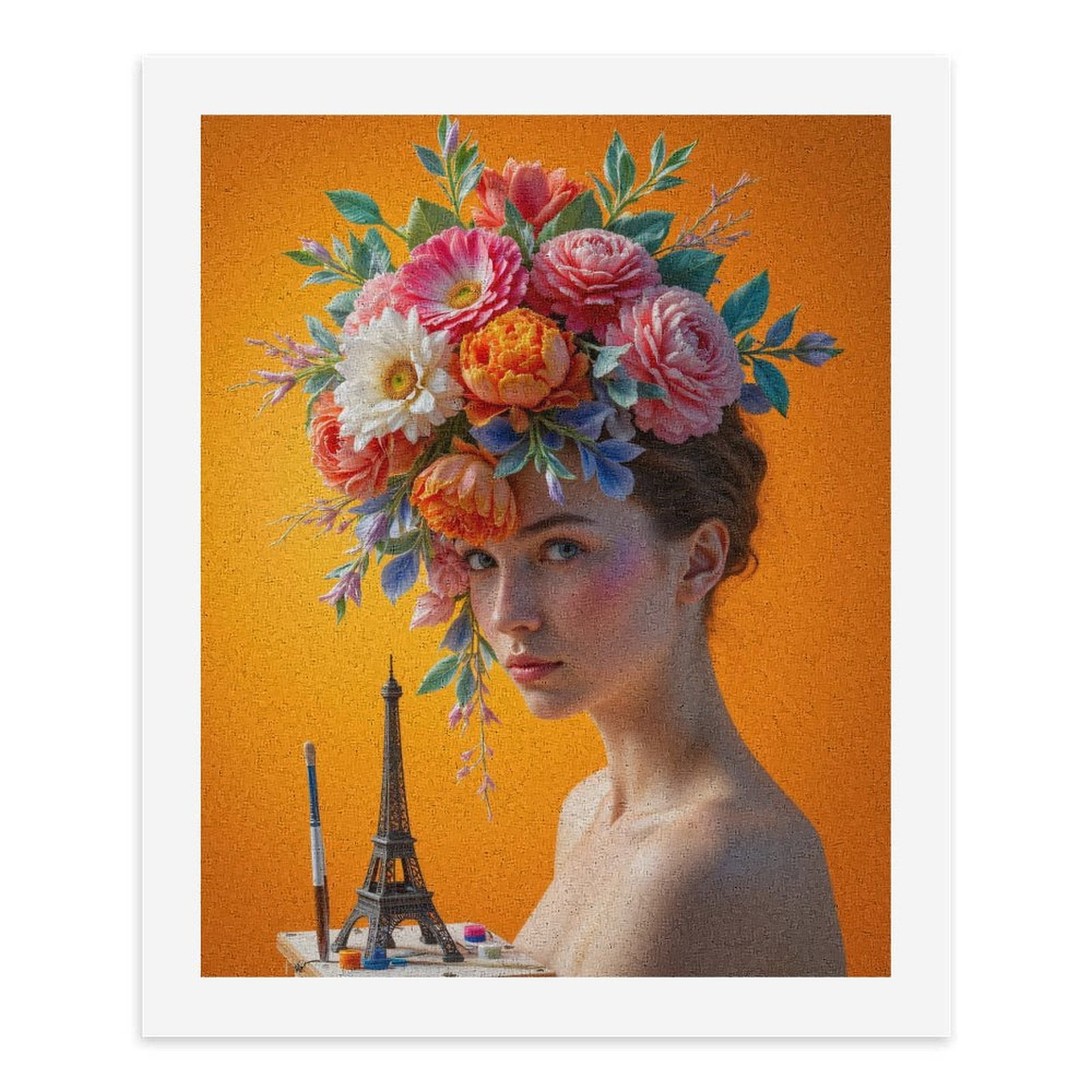 Paint By Numbers Kit for Adults Beginner - Floral Headpiece Art Brushes Paris DIY Canvas Painting Kits for Adults, Frameless Paint By Number for Adults for Home Wall Decor 16x20 Inch