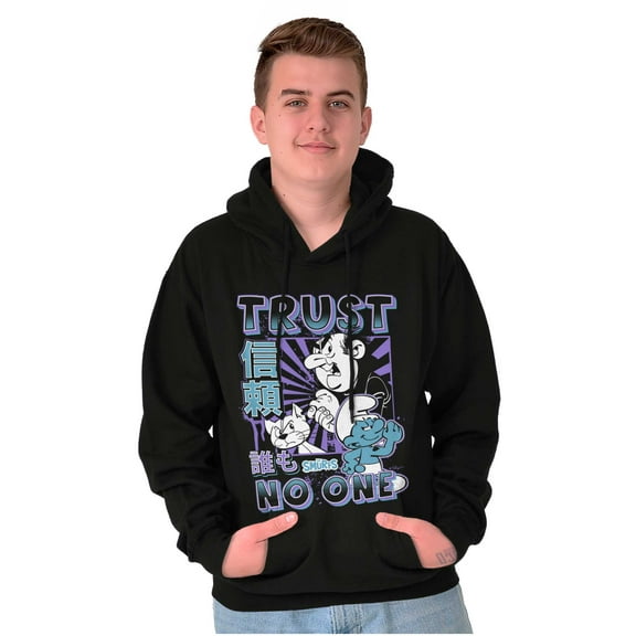 The Smurfs Cool Kanji Trust No One Men Big & Tall Graphic Hoodie Brisco Brands 2X