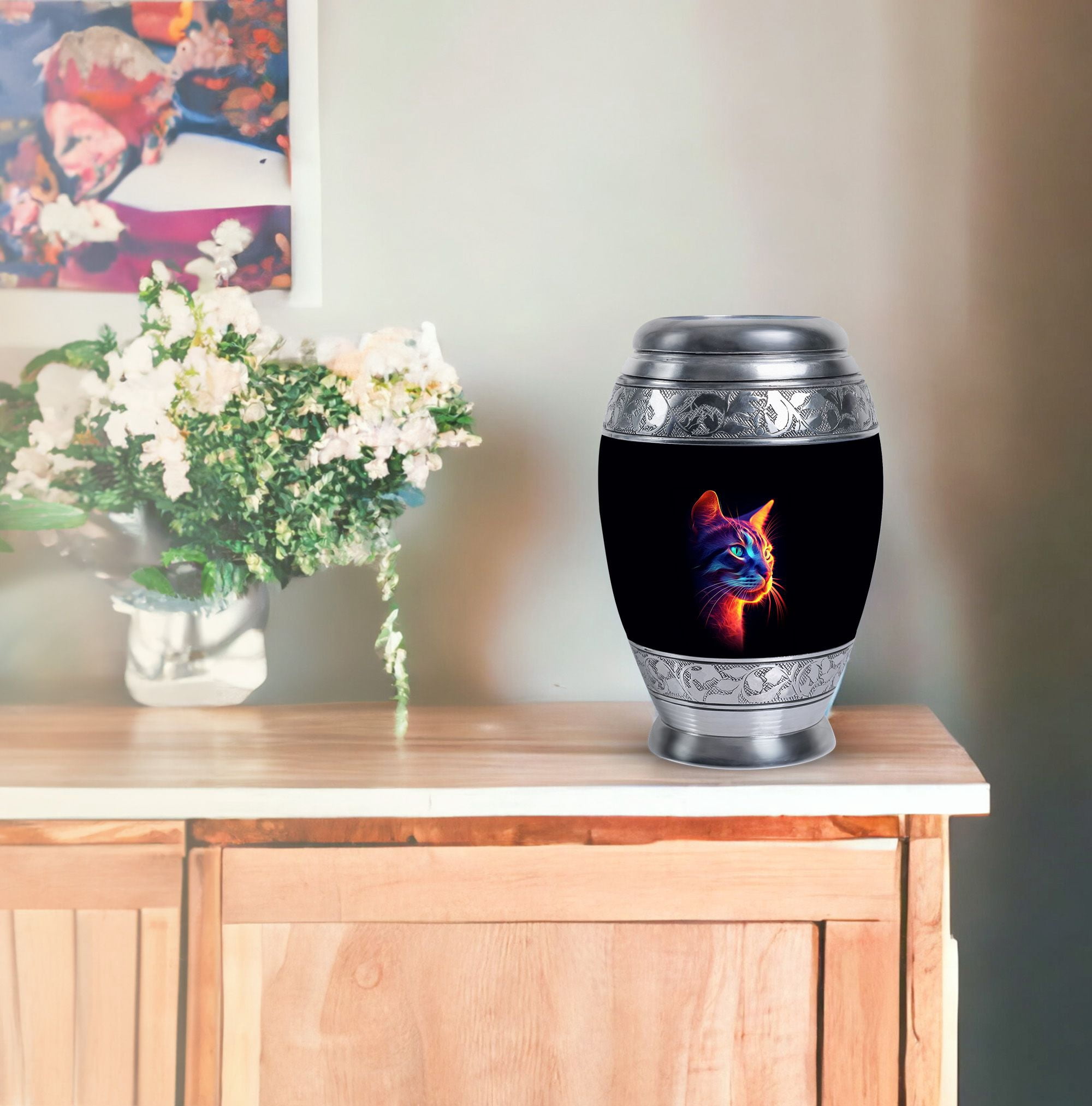 Glowing Cat Cremation Urns For Adult Ashes Women - Keepsake Urns For Human Ashes - Urns For Dad - Urns For Adult - Cremation Urns For Burial (Size -3inch,2PC)